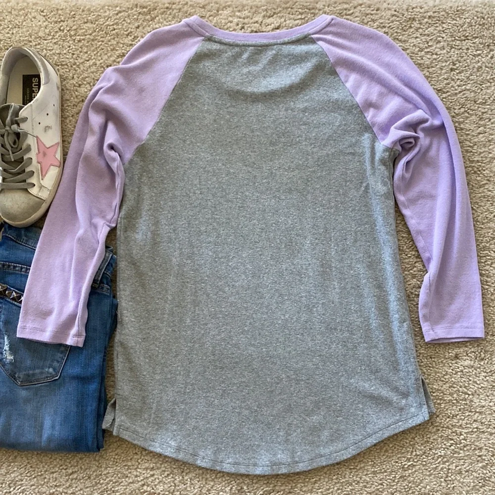 Old Navy Grey & Lavender Baseball Style Tee - Picture 6 of 6